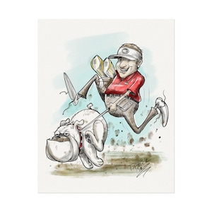 Kirby and UGA 11x14 poster - Playful Artwork for Golf Lovers, Unique Wall Decor, Gift for Pet Owners, Fun Home Decoration, Dog Lovers Art