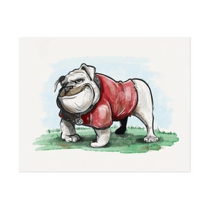 UGA Bulldog Aquarell Druck, Bulldogge Liebhaber, Spieltag Dekor, Geschenk für Sportfans, College Football Kunst