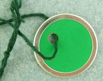 Vintage Mini Green Key Tags with Matching Green Strings - Package of 10