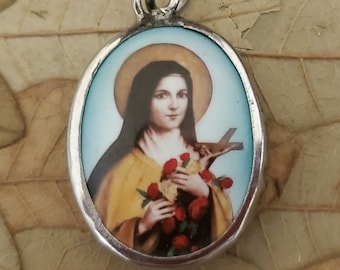 St Therese of Lisieux Vitreous Enamel Pendant (JWL-R)