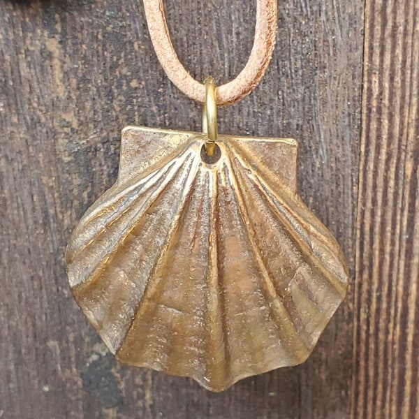 True Bronze Scallop Pendant - Shellfish - Shell - Sea Shell - St James - Catholic - Religious (DR-027)