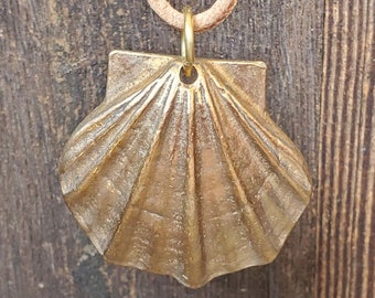 True Bronze Scallop Pendant - Shellfish - Shell - Sea Shell - St James - Catholic - Religious (DR-027)