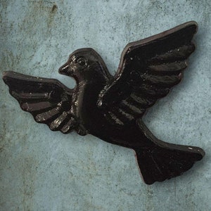 Cabochão de plástico de celulose vintage Blackbird com costas planas - Cabochão de corvo - Cabochão de corvo - Celulose - Joias - Pássaro (DR-005)