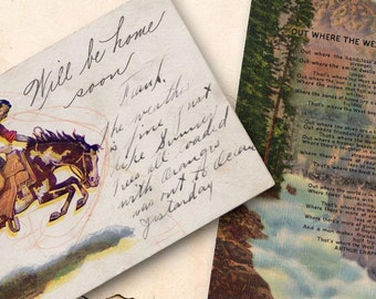 2 Vintage Western Themed Postcards