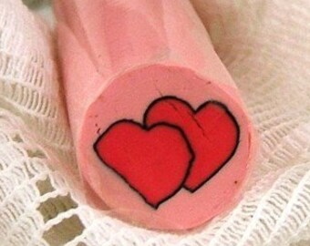 2 pcs - Double Heart Fimo Cane - Fimo Stick - Fimo Roll - Slice & Bake - INSTRUCTIONS INCLUDED - Valentine - Love - Polymer Clay (Dr-017)