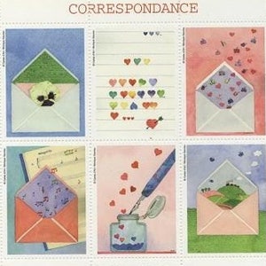 Tampons d'artiste/courriers factices par correspondance - Lettres d'amour - Tampons autocollants gommés - Perforés - Sceaux - Epuisé (F-STKR)