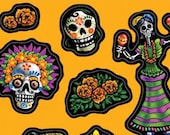 80 Day of the Dead Stickers (8 Sheets of 10 Stickers Each) - Seals - Halloween - Dia de los Muertos - Hallowe 39 en (DR-STKR)