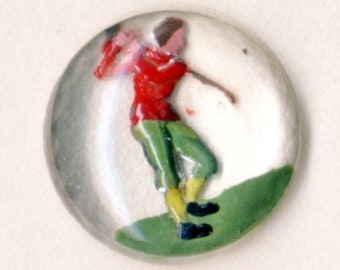 1 Vintage Golfer Cabochons - Golfing - Summer - Golf Game - Father's Day (JWL)