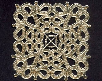 4 Highly Detailed Vintage Golden Square Dresden Motifs - German - Paper Lace (F-DR)