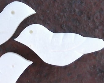 10 Tiny Bone Bird Fetish Beads - About 1/2 Inch From Beak to Tail (DR-033)