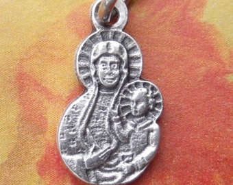 5 Silvery Mini Our Lady of Czestochowa Cutout Charm or Medal