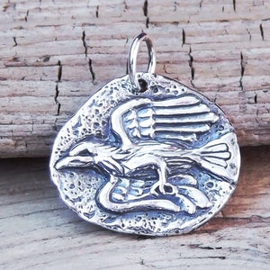 Versilberter Krähen Anhänger - Rabe - Anhänger - Vogel - Amsel - Corvus - Corvi - Anhänger - Amsel - Renaissance - Mittelalter (DR-010)