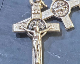 Tiny Silvery Crucifix Charms - Crosses - Jesus - St Benedict - Catholic - Medal - Christian (JWL)