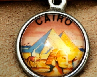 1 Domed Photographic Cairo Charm (Sterling Silver-Plated)