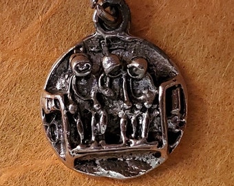 Tiny Silvery Emmaus Medal or Charm - Easter - Jesus (JWL-R)