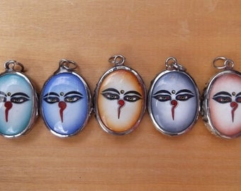 Buddha's Face with Ethereal Background Vitreous Enamel Pendant