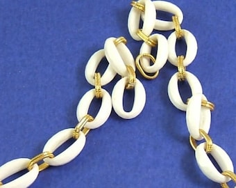 Vintage Oval and Golden Lucite Chain - 10+ Inches