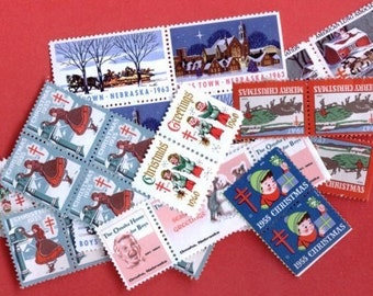 10 Vintage Christmas Seals BY THE YEAR - Every Year Available 1927 to 1998 - Gummed (Water Activated) - (S-011)