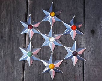 Vintage Aluminum and Glass Star Ornament - You Choose Color - Germany - German - 1940s (S-005)