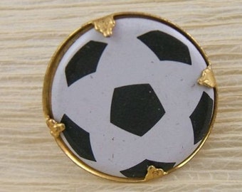 2 Vintage Novelty Soccer Ball Pins - Football - Futball - Soccer Mom (DR-013)