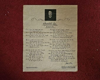 Annabel Lee Poem on Parchment - Gift Sets - Edgar Allan Poe - Romantic - Gothic (s-018)