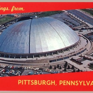 12 Saudações Vintage de Pittsburgh, Pensilvânia - Cartão Postal da Civic Arena (Mellon Arena, Iglu, Auditório Cívico) (S-011)