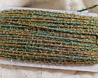 36 yd - Multi-Colored Tinsel Ribbon - Tinsel Cord - LAST ONE - On Original Card (DR-018)