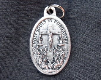 1 Holy Souls in Purgatory (Las Animas del Purgatorio Medal) Medal - English - Rare - Easter - Religious - Catholic - Souls (JWL-R)