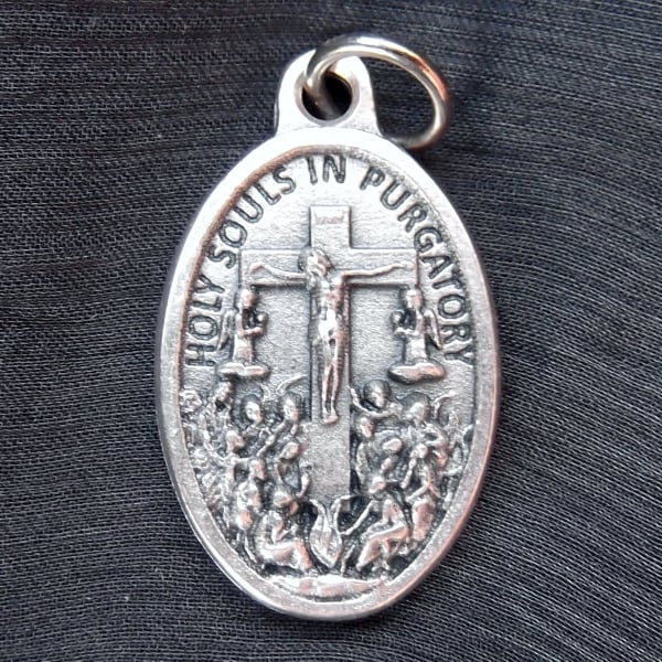 1 Heilige Seelen im Fegefeuer (Las Animas del Purgatorio Medal) Medaille - Englisch - Selten - Ostern - Religiös - Katholisch - Seelen (JWL-R)