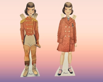 2 Vintage Die-Cut "SUGAR" Paper Dolls - ORIGINAL Wardrobe - 1950s