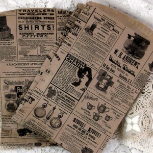 25 torebek papierowych gazetowych - Old Fashioned - Opakowanie na prezent - Opakowanie - Kolaż - 6 x 9 cali - Waga 30# - Wzory mogą się różnić (S-020)