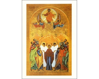 10 Icon Style Holy Cards - Jesus' Ascension Into Heaven - Prayer Card - Religious - Catholic  (F-EE)