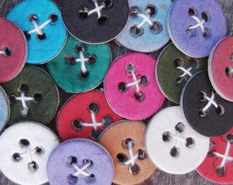 50 Assorted Paper Buttons - Collage - Book Binding / Book Closure - Journal (DR-022)