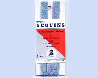 Vintage Blue AB Sequins on Original Card with Original Label    (DR-031)