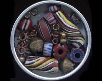 Limited Edition Tin of 25 Authentic Vintage & New African Trade Beads - SilverCrow Exclusive