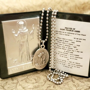 Cartera Ex Voto de San Francisco de Asís con Oración y Medalla o Collar - San Francisco - Oración por la Paz - San Francisco y el Lobo (DR-014)