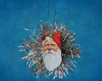DIY Vintage German Starburst Tinsel Orament - add Santa, too (or Just Tinsel) - Christmas (DR-021)