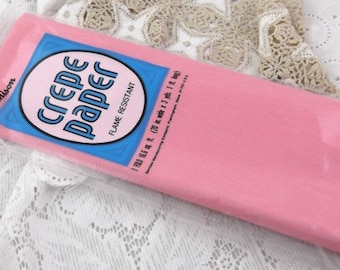 2 Sheets (2 pkgs) Vintage Pink Crepe Paper - 20 inches x 10 feet - Dennison Original Package - Paper Roses - Party Favors - Crafts  (S-010)