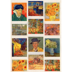 36 pegatinas de Van Gogh - 3 hojas de 12 pegatinas - Vincent van Gogh (F-Stkr)
