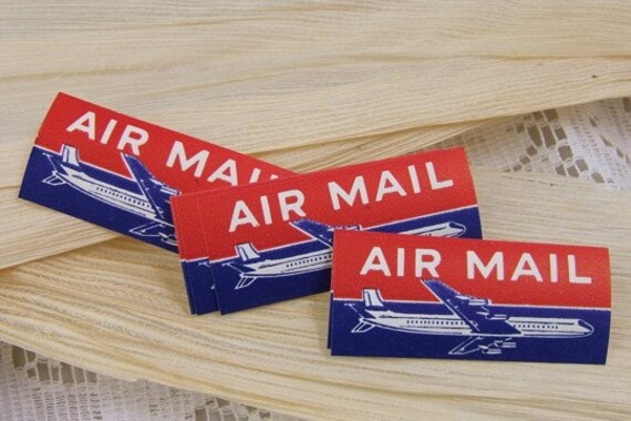 1pkg VINTAGE AIRMAIL SEALS Gummed Dennison Seals Vintage Air Mail