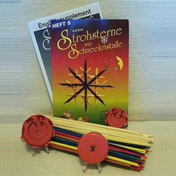 Simple Straw Star Kit (#5 REDGREEN Label) - Make Old-Fashioned Straw Stars - Strohsterne (S-007)