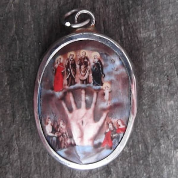 1 La Mano Poderosa (Powerful Hand of God) Pendant - Vitreous Enamel Pendant - Religious - Catholic - Saints - Jesus (JWL)