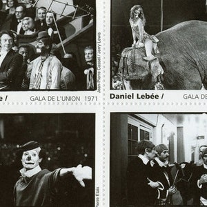 1 Hoja El CIRCO de Lebée (Lebee) Artistamps - Pegatinas - Carnaval - Payasos - Francia - Blanco y negro - Fotos - Agotado (F-STKR)