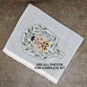 Vintage Artisan-Painted Needlepoint Kit - Ladybug Fly Swatter - One-of-a-Kind - Ladybird (S-012)