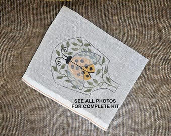 Vintage Artisan-Painted Needlepoint Kit - Ladybug Fly Swatter - One-of-a-Kind - Ladybird (S-012)