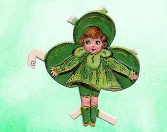 Irish Lass - Genuine Vintage Die Cut Scrap - QUANTITY DISCOUNT - St Patrick's Day - Green - Irish - Ireland - Bargain (F-SCRP)