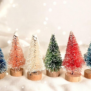 5 Small Frosted Bottle Brush Tree in Your Choice of Color (w-9)