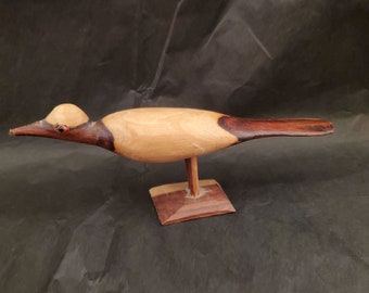 Vintage Carved Wooden Bird - Road Runner - Sea Bird - Figurine (S-Etsy)