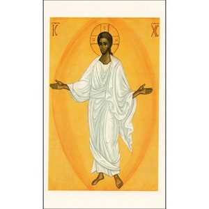 10 Cartões Sagrados Estilo Ícone de Cristo Ressuscitado - Jesus - Religioso - Páscoa - Católico (F-ICN)