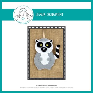 Lemur Ornament Gift Tag Package Tie On Pattern